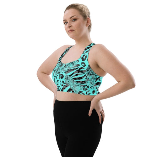 SHE REBEL - Night Leopard Print Longline Sports Bra